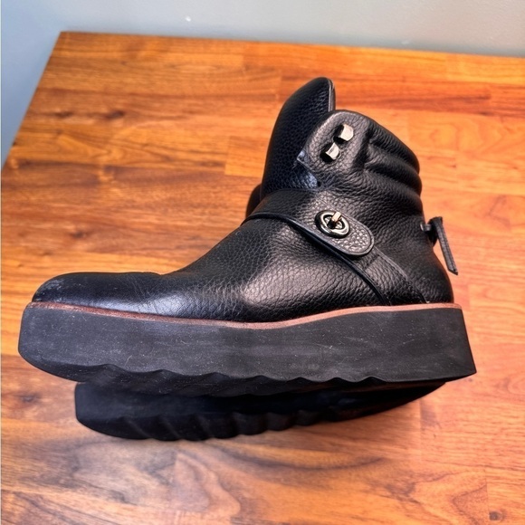 Coach Urban Hiker Platform Wedge Chunky Boot Rare Black Leather Shoe 9.5 - Picture 5 of 11